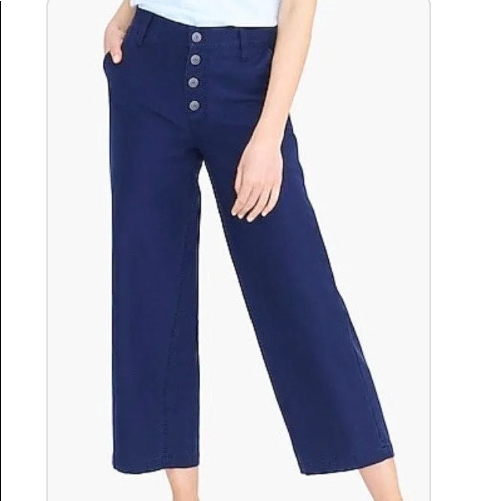 J Crew- Wide Leg Button Front Cropped Pants. Sz 10